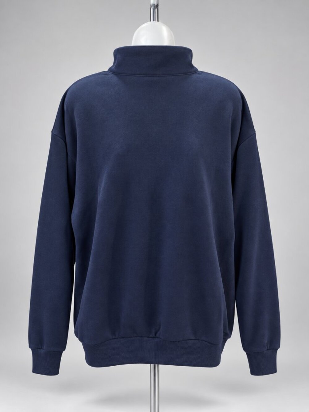 Alo Yoga Accolade Navy Blue 1/4 Zip Pullover Sweatshirt Silver Logo - Picture 3 of 3
